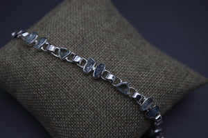Natural Aquamarine and Sterling Silver Adjustable Bracelet