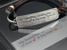 Reserved- Text Message Memorial Bracelet In Sterling Silver And Leather - Ashley Lozano Jewelry