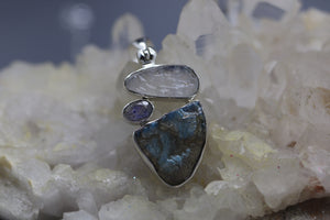 Hinged Moonstone and Labradorite Necklace