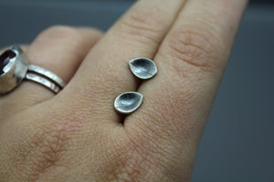 Silver Domed Leaf Imprint Stud Earrings - Ashley Lozano Jewelry