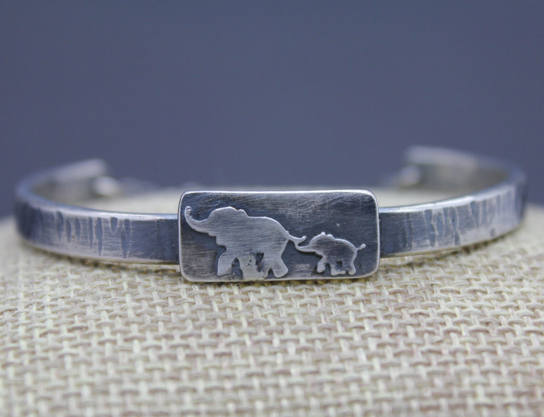 Custom Silver Mom and Baby Elephant Bracelet - Ashley Lozano Jewelry