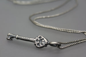 Personalized Engraved Silver Key Necklace - Ashley Lozano Jewelry