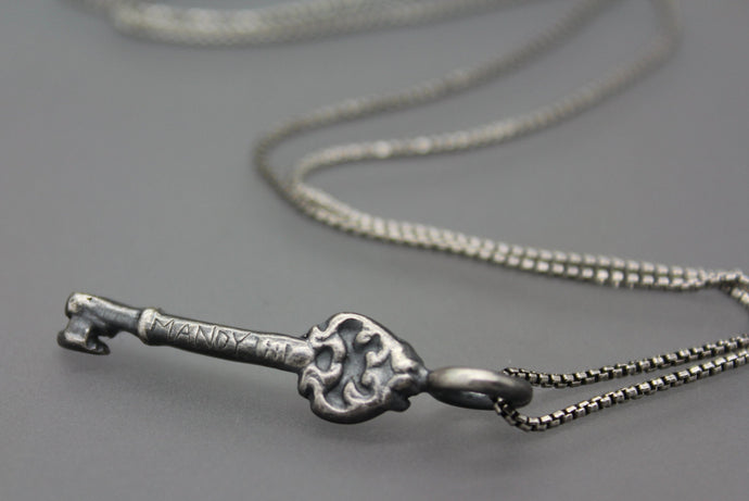 Personalized Engraved Silver Key Necklace - Ashley Lozano Jewelry