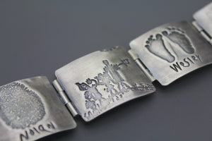 Personalized Silver Hinged Memory Bracelet With Fingerprints - Ashley Lozano Jewelry