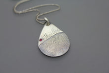 Silver Personalized Tear Drop Memorial Necklace With Fingerprint - Ashley Lozano Jewelry
