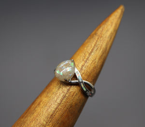 Pear Shaped Cremation Ring with Opal Inlay