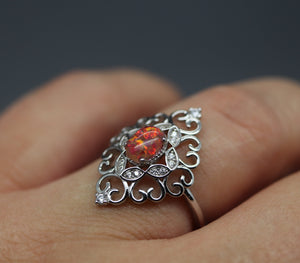 Elegant Silver Cremation Ash Ring with Crushed Opal