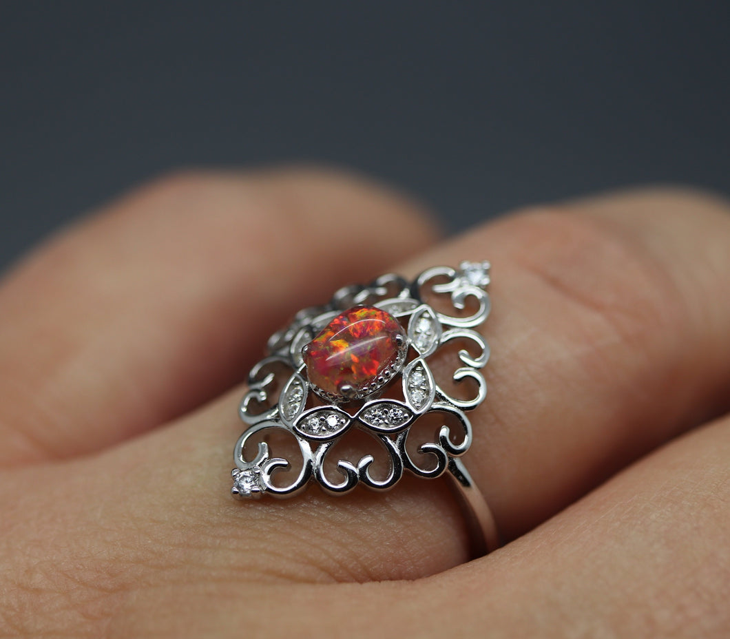 Elegant Silver Cremation Ash Ring with Crushed Opal