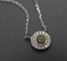 Dainty Round Cremation Necklace with Cubic Zirconia