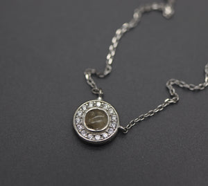 Dainty Round Cremation Necklace with Cubic Zirconia