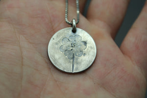 Silver Cremation Necklace with Genuine Clover Impression - Ashley Lozano Jewelry