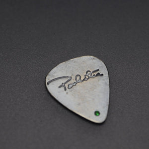 Cremation Guitar Pick with Signature and Gemstone