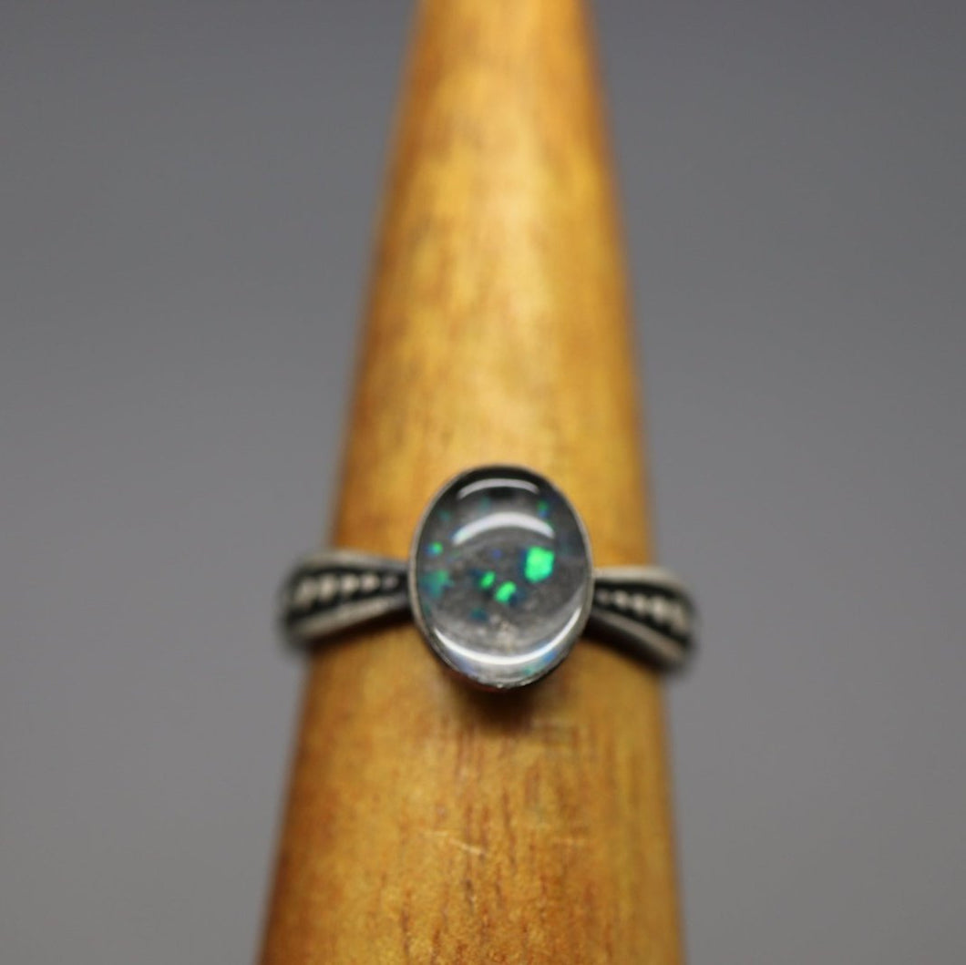 Asymmetrical Dotted Cremation Ring *with Glass*