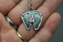 Custom Baby Footprint Necklace In Silver With Birthstone - Ashley Lozano Jewelry