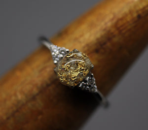 Dainty Silver Cremation Ashes Ring with Cubic Zirconia