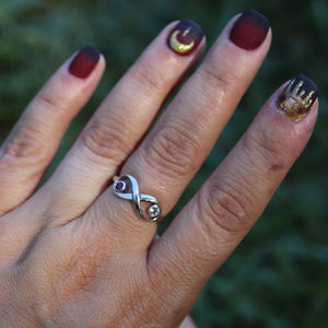Infinity Ring with Couple's Birthstones