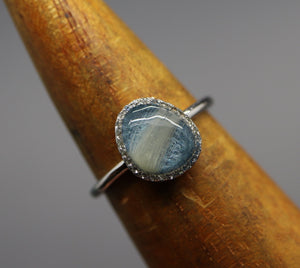 Offset Oval Ring with Hair or Fur