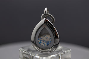 Teardrop Shaped Engraved Urn Necklace (Stainless Steel & Glass) - Fill At Home