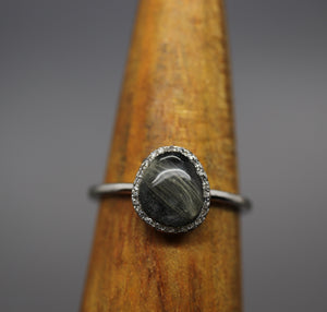 Offset Oval Ring with Hair or Fur
