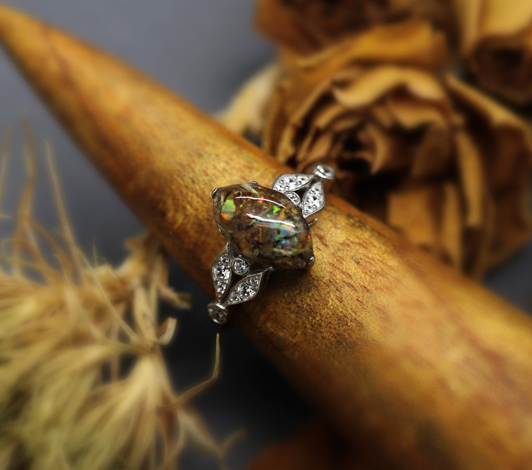 Silver pressed flower ring