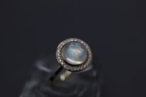 Pure Gold, Genuine Diamond, Top Quality Moonstone Cremation Ring (PRICE TBD)