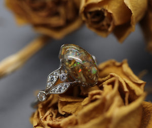 Vintage Marquise Preserved Flower Ring