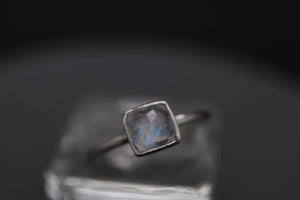 Solitaire Moonstone or Checkered Quartz Cremation Ring