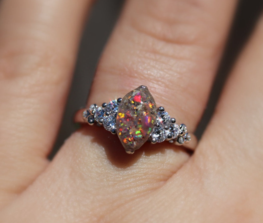 Silver Marquise Cremation Ashes Ring