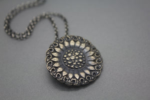 Silver Sunflower Necklace Infused with Cremation Ashes - Ashley Lozano Jewelry