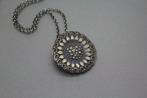 Silver Sunflower Necklace Infused with Cremation Ashes - Ashley Lozano Jewelry