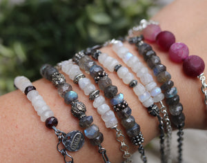 Sterling and Natural Gemstone Mother's Day Bracelets (Ready-to-Ship)