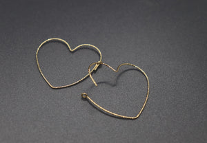 Gold Fill Textured Heart Hoop Earrings - Ashley Lozano Jewelry