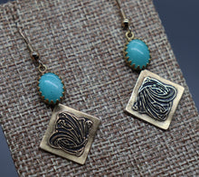 Bronze and Amazonite Asymmetrical Earrings - Ashley Lozano Jewelry