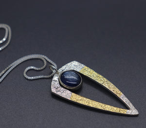 Fine Silver, Gold, and Kyanite Keum Boo Necklaces - Ashley Lozano Jewelry