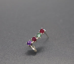 Cartilage Earring / Climber with Family Birthstones - Ashley Lozano Jewelry
