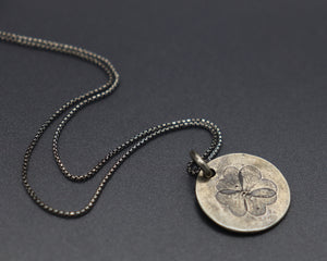 Sterling Four Leaf Clover Imprint Necklace, Ready to Ship - Ashley Lozano Jewelry