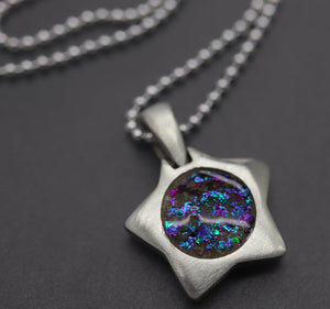 Hinged Satin Finished Star Cremation Necklace
