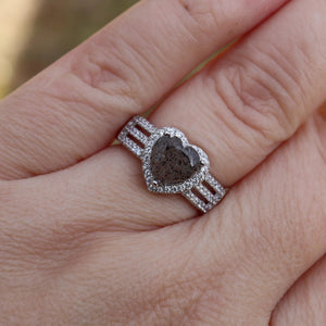 Cremation Heart Ring with Cubic Zirconia