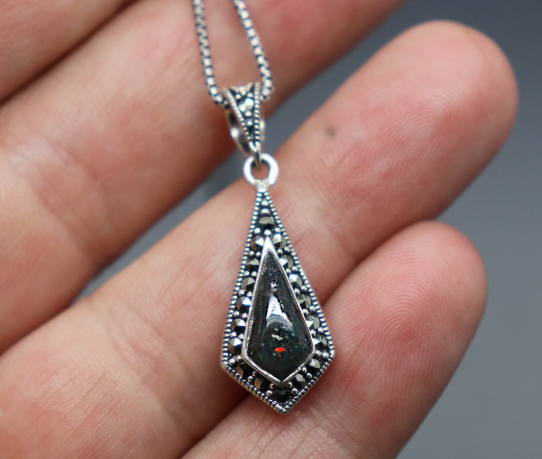 Natural Marcasite Cremation Ash Necklace