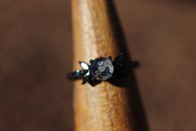 Black Cremation Ashes Ring with "Mystic Topaz" and Natural Quartz