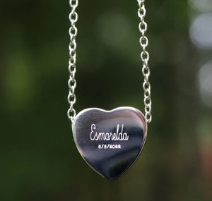 Stainless Steel Engraved Heart Urn Necklace, Fill-At-Home