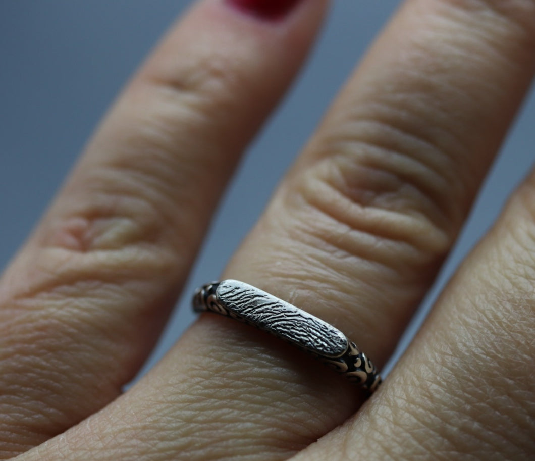 Decorative Skinny Custom Fingerprint Ring – Ashley Lozano Jewelry