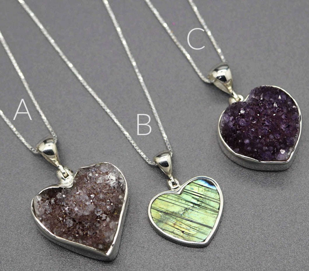 Heart Shaped Natural Gemstone Necklaces