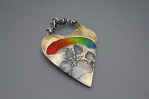 Paw Print Pendant with Rainbow Swirl - Ashley Lozano Jewelry