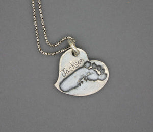 Custom Footprint Heart Necklace - Ashley Lozano Jewelry