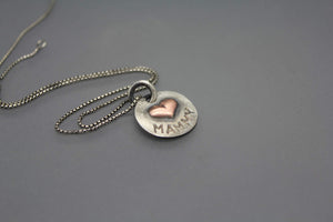 Silver and Copper Mom Necklace, Mother's Gift - Ashley Lozano Jewelry