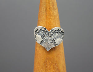 Silver Paw Print Heart Ring - Ashley Lozano Jewelry