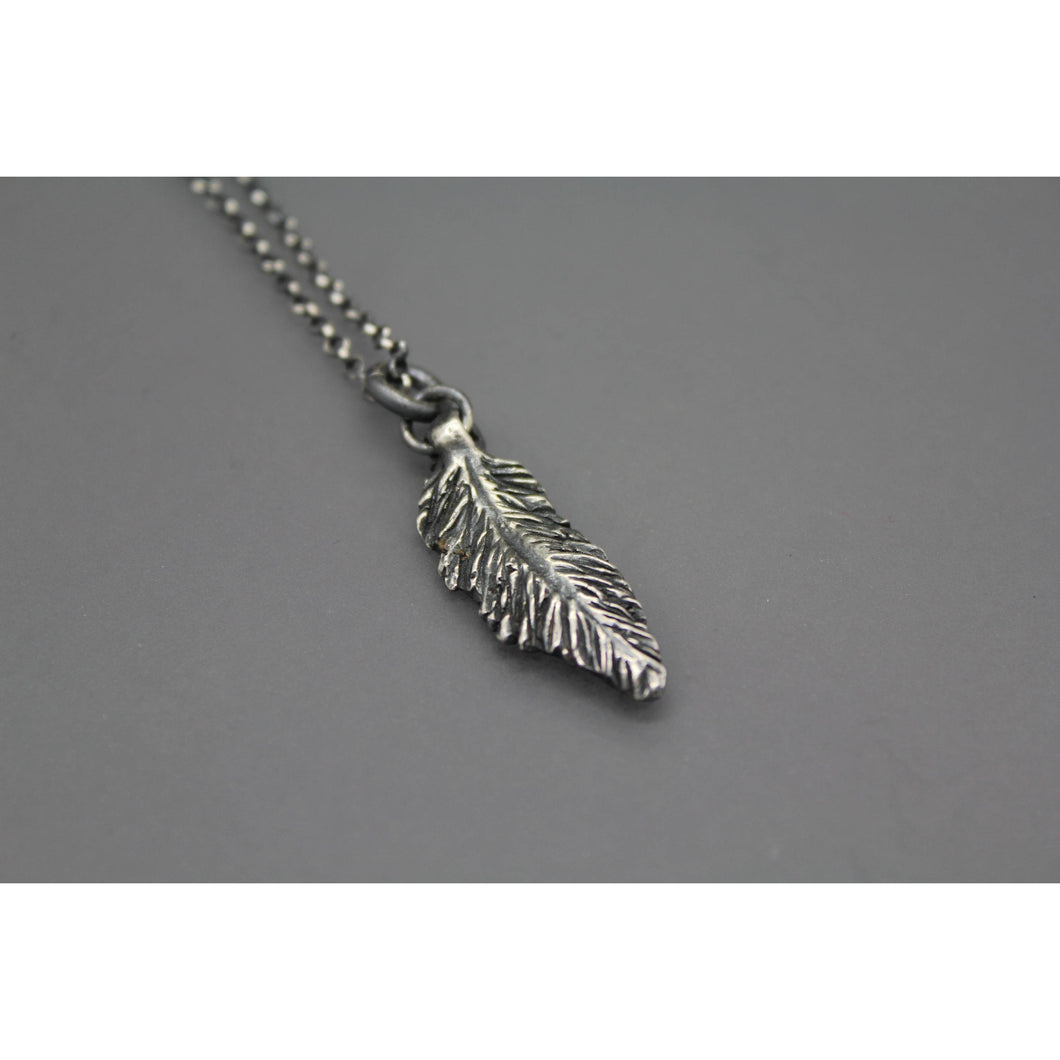 Silver Feather Cremation Necklace Pendant - Ashley Lozano Jewelry