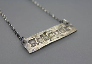 Rescue Bar Necklace In Silver Handmade For Animal Lovers - Ashley Lozano Jewelry