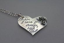 Actual Handwriting Or Signature On Silver Flower Heart Necklace - Ashley Lozano Jewelry